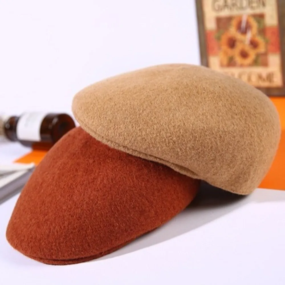 Fashion Keep Warm Forward Cap Windproof Breathable Flannel Painter Hat Wool Artist Hat Women