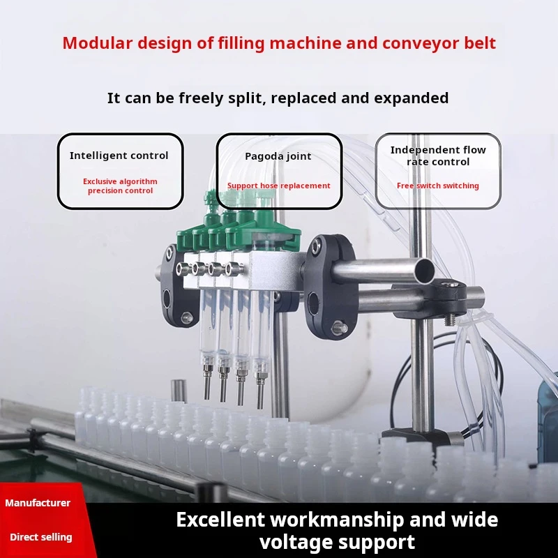 DIY-T400, 4head small fully automatic peristaltic pump liquid assembly line perfume essential oil Liquid filling machine