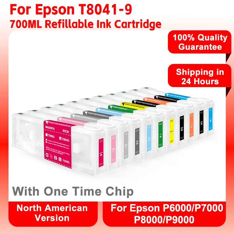 

GACINK для Epson T8041-9 700 мл пустой сменный картридж с одноразовым чипом для принтера Epson P6000/P7000 P8000/P9000