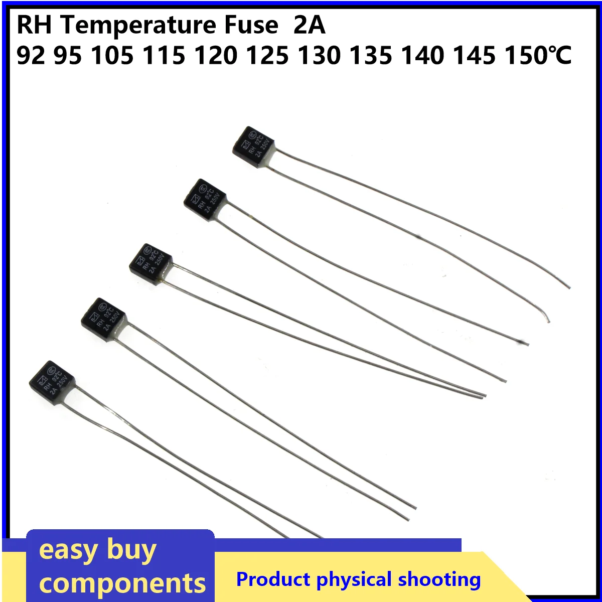 10 шт. RH2A 92 95 105 115 120 125 130 135 140 145 150 ℃   Термопредохранитель RH для двигателей вентиляторов, 2А 250В