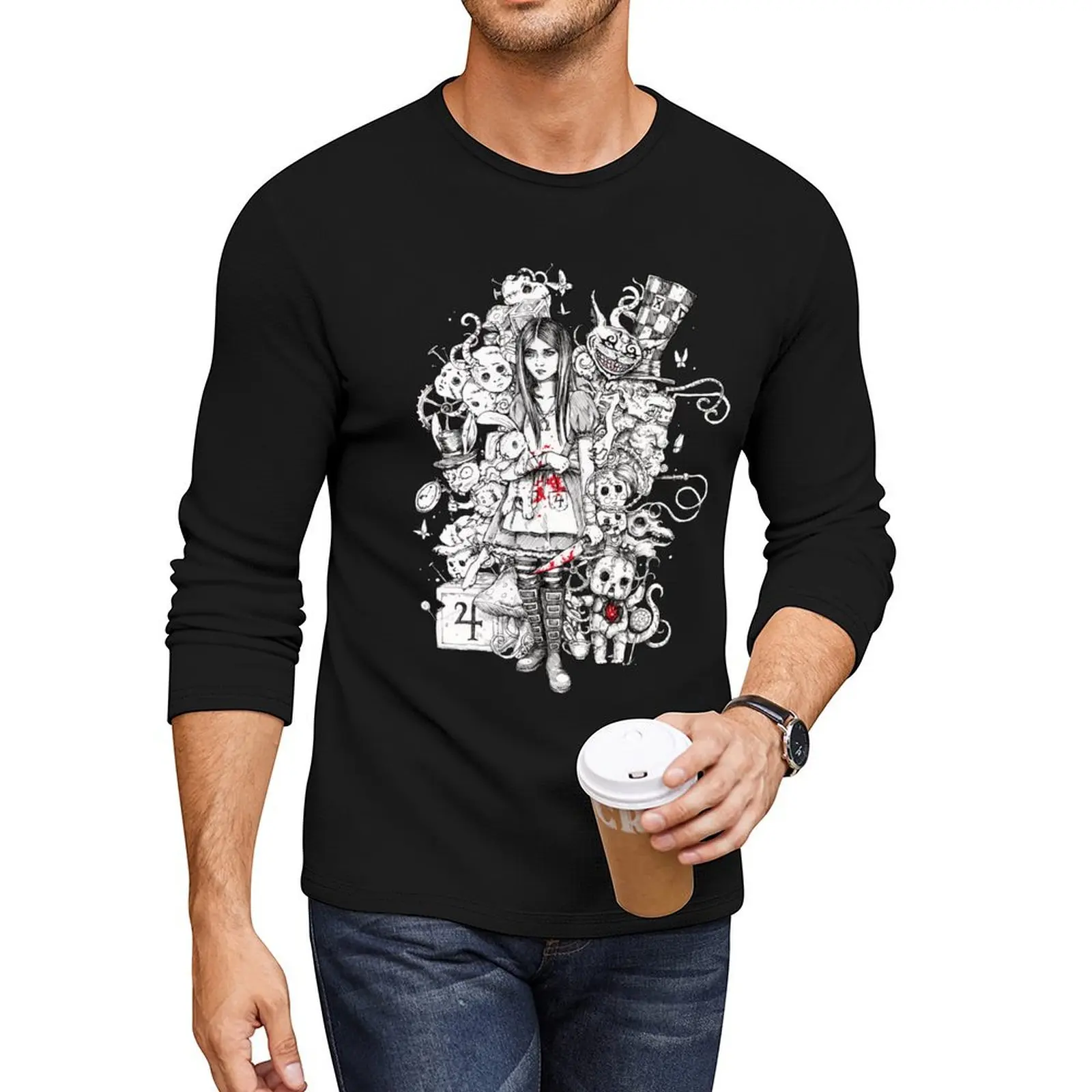 wonderland shattered Long T-Shirt vintage t shirt quick drying shirt men workout shirt