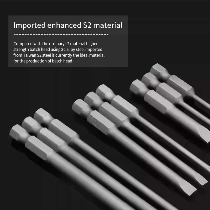 50/75/100/150mm Electric Flat Head Slotted Screwdriver Bit SL2-SL6 Strong Magnetic Batch Head Hex Shank Impact Screw Driver