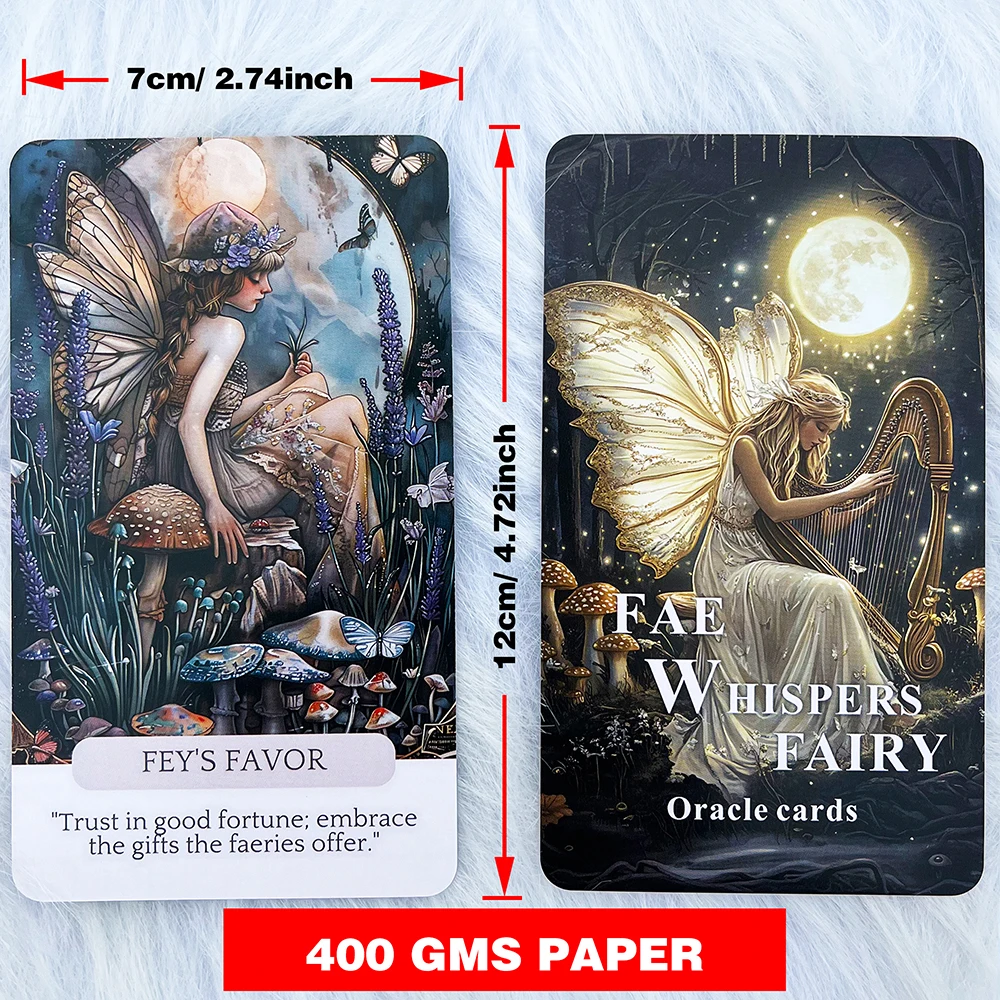 Fae Whispers Fairy Oracle Cards, Mystical Deck for Spiritual Inspiration & Meditation, Fairycore Aesthetic, 12x7cm, 54 Cards