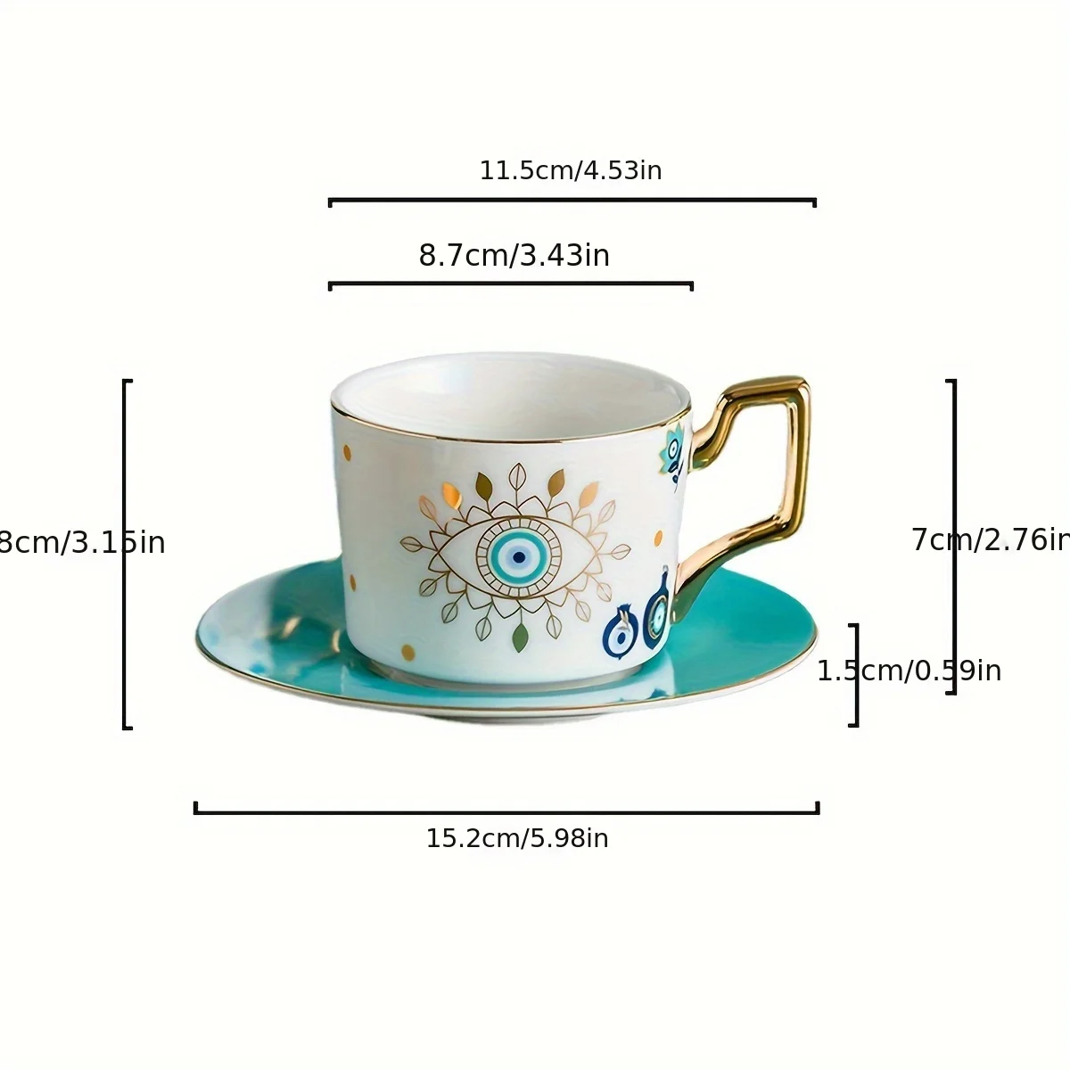 1set Evil Eye Teacup And Saucer Ceramic Coffee Cup And Plate Nordic Style Drinking Cups For Breakfast  Afternoon Tea Drinkware