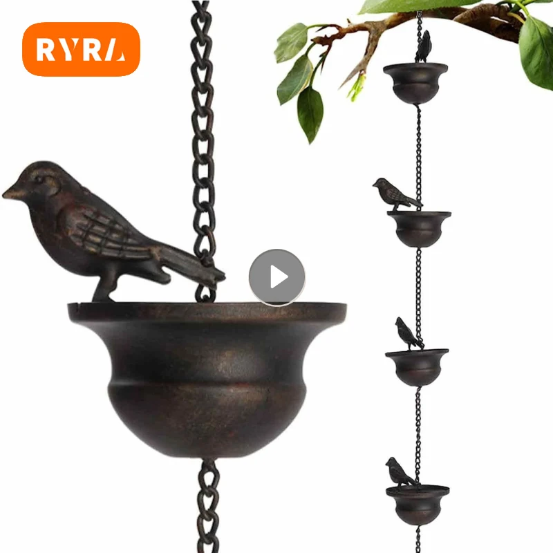 

2.4M Mobile Bird Outdoor Rain Chain Outdoor Courtyard Garden Suspension Rainwater Collection And Drainage Decoration Courtyard