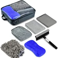 6Pcs Car Wash Cleaning Tools Kit Car Detailing Set Window Squeegee Wash Mitt Sponge Drying Towels for Car Wash Care Kit
