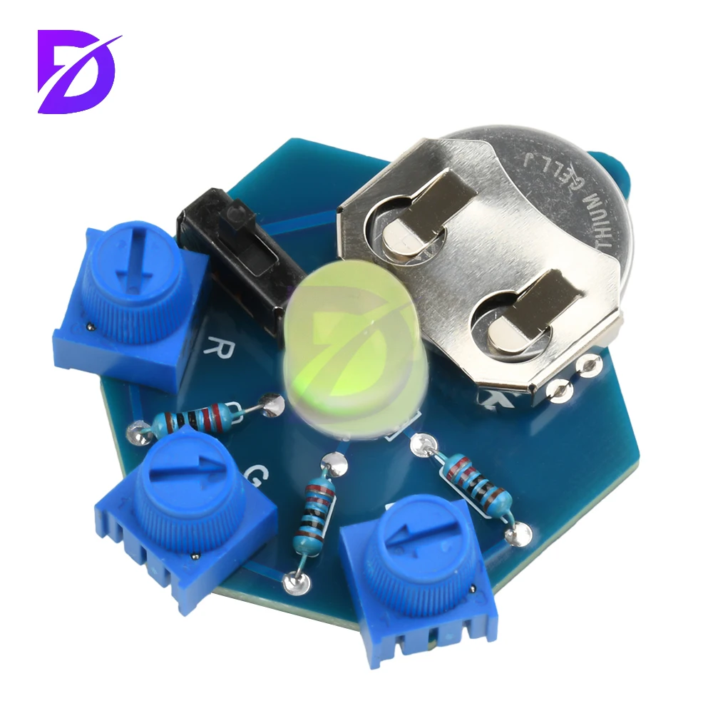 

DIY Soldering Practice Electronic Kit with RGB LED Light - Beginner-Friendly Welding Learning Module for Electronics Enthusiasts