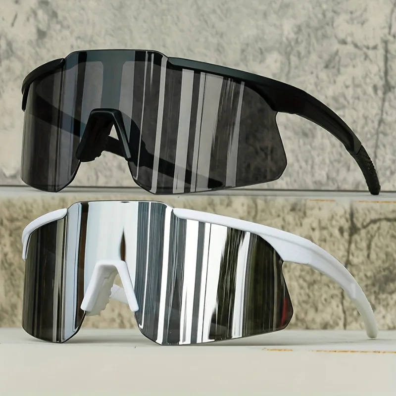 Übergroße Sonnenbrille für Herren, Modische Verspiegelte Sportbrille zum Skifahren, Trendige Damen Anti-UV Outdoor Wanderbrille UV400 Sonnenbrille – Detail 2