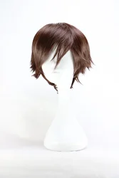 QQXCAIW Men Short Costume Cosplay  Boys Dark Brown 32 Cm Heat Resistant Synthetic Hair Wigs