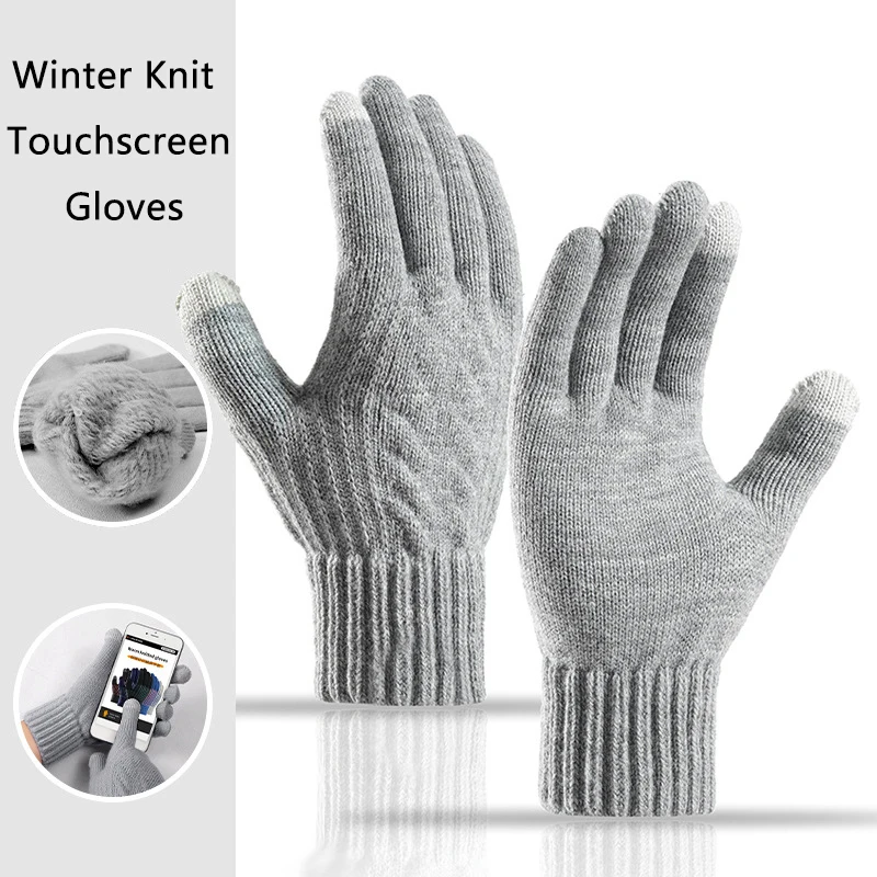 Winter Warm Touch Screen Glove Men Women Knitted Riding Gloves Thicken Non-slip Windproof Coldproof Skiiing Full Finger Mittens