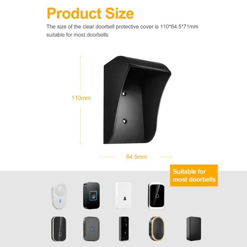 B24B Plastic Rain Cover For Wireless For Outdoor Doorbell- Rainproof Protection Cover Design