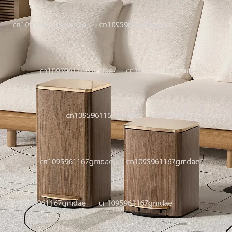 Living room High-end trash can Household kitchen with cover Creative bedroom Light luxury bathroom Foot-operated office Large