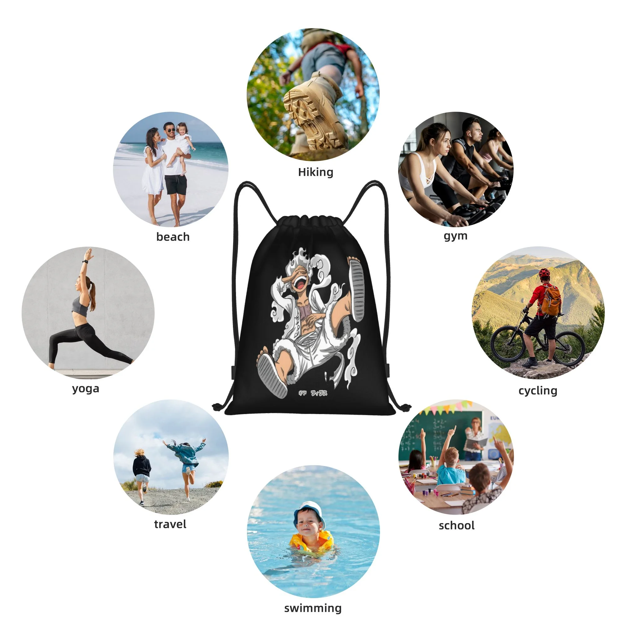 Kids Portable Organizer Backpack One Piece Anime Characters Waterproof Pull String Bag Student Daily Party Souvenir - view 5