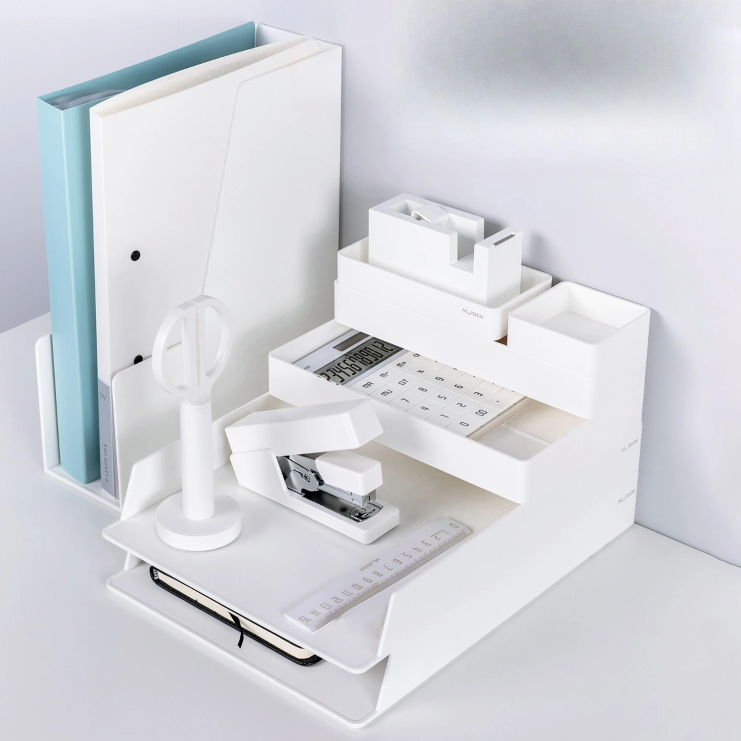 

Desktop finishing 13-piece set, simple style, office desktop storage set