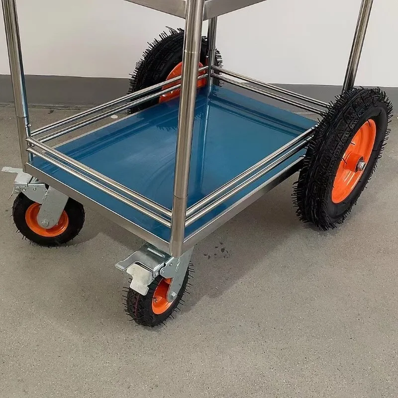 Stainless Steel Commercial Cart  Portable Duty Display Stand for Food Coffee & Retail  Easy To Move Sturdy and Durable Versatile