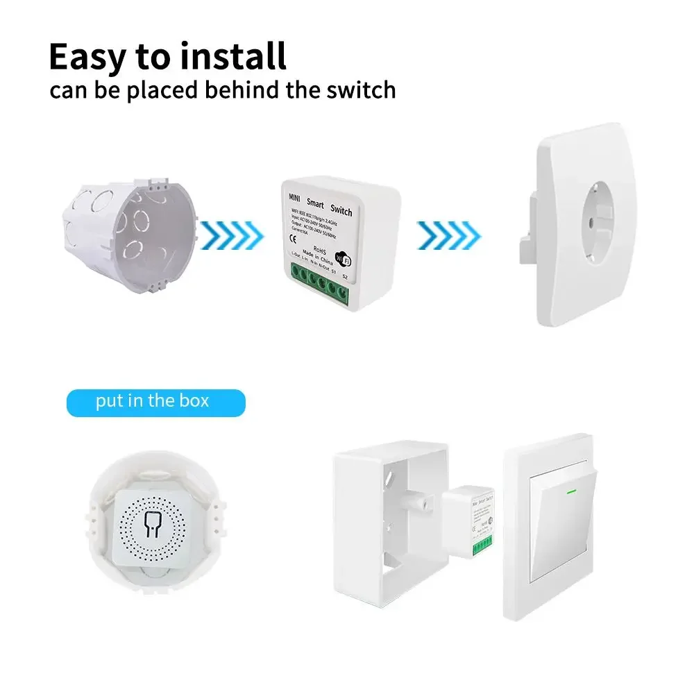 Mini WiFi Smart Switch modulo relè 16A Wireless Voice & App telecomando per Alexa Google Home Timer condividi automazione modalità fai da te