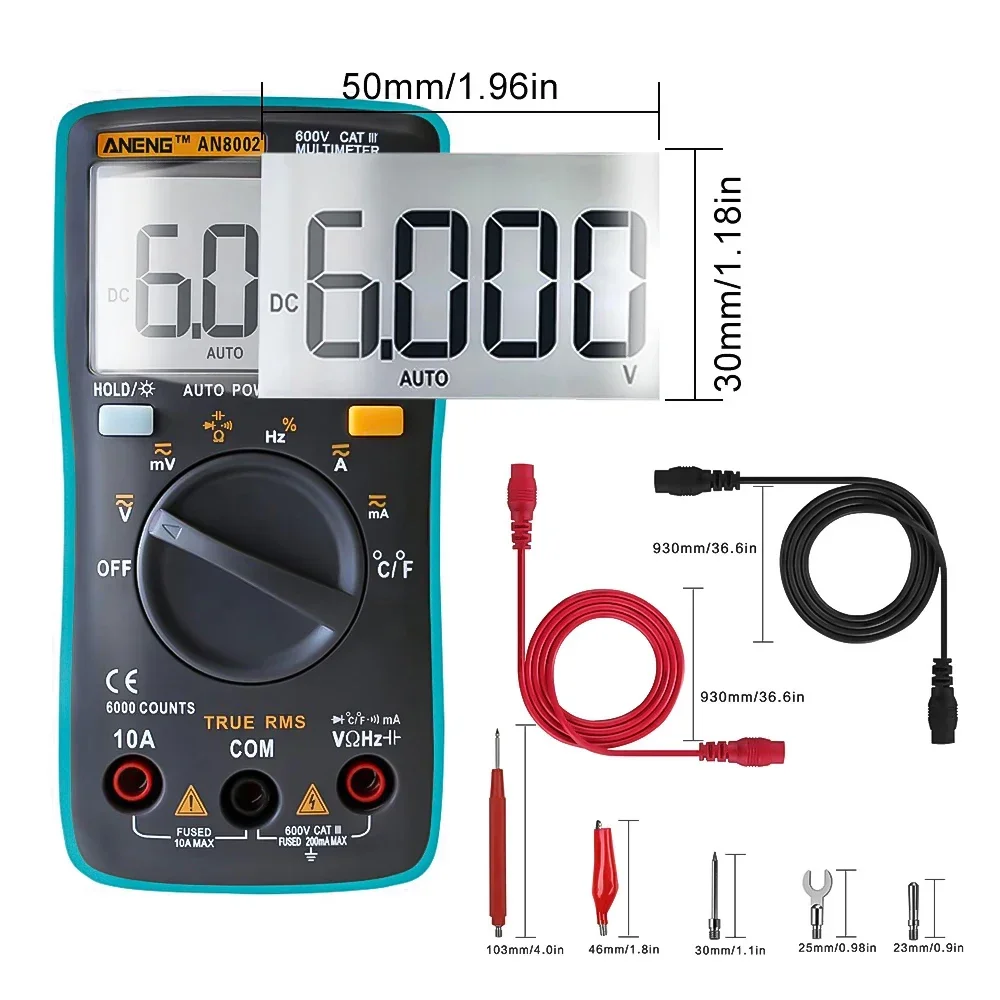 ANENG AN8002 Multímetro Digital 6000 Contagens Multimetro Multitester Digital Profesional Transistor Capacitor Tester lcr esrmeter