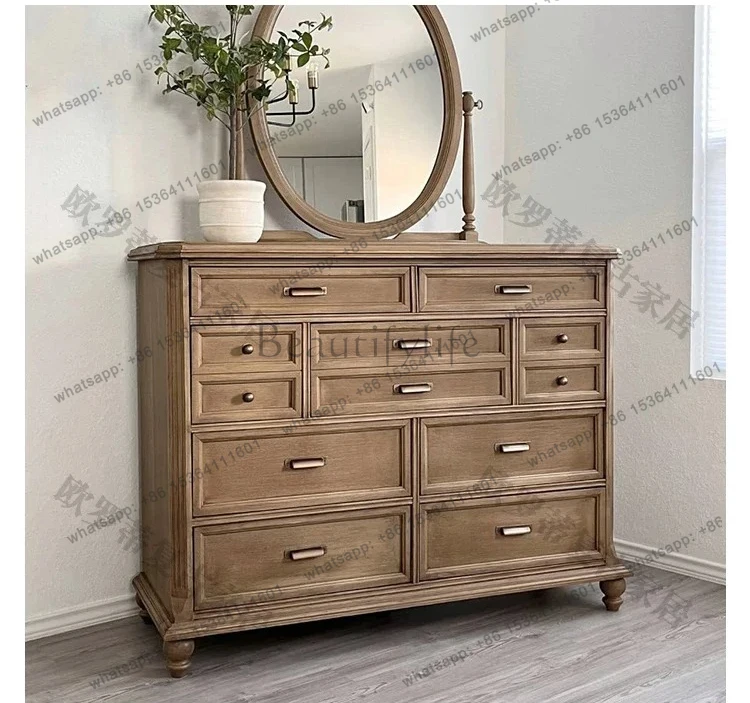 

American solid wood chest entrance foyer old entrance cabinet French simple master bedroom bedside storage cabinet