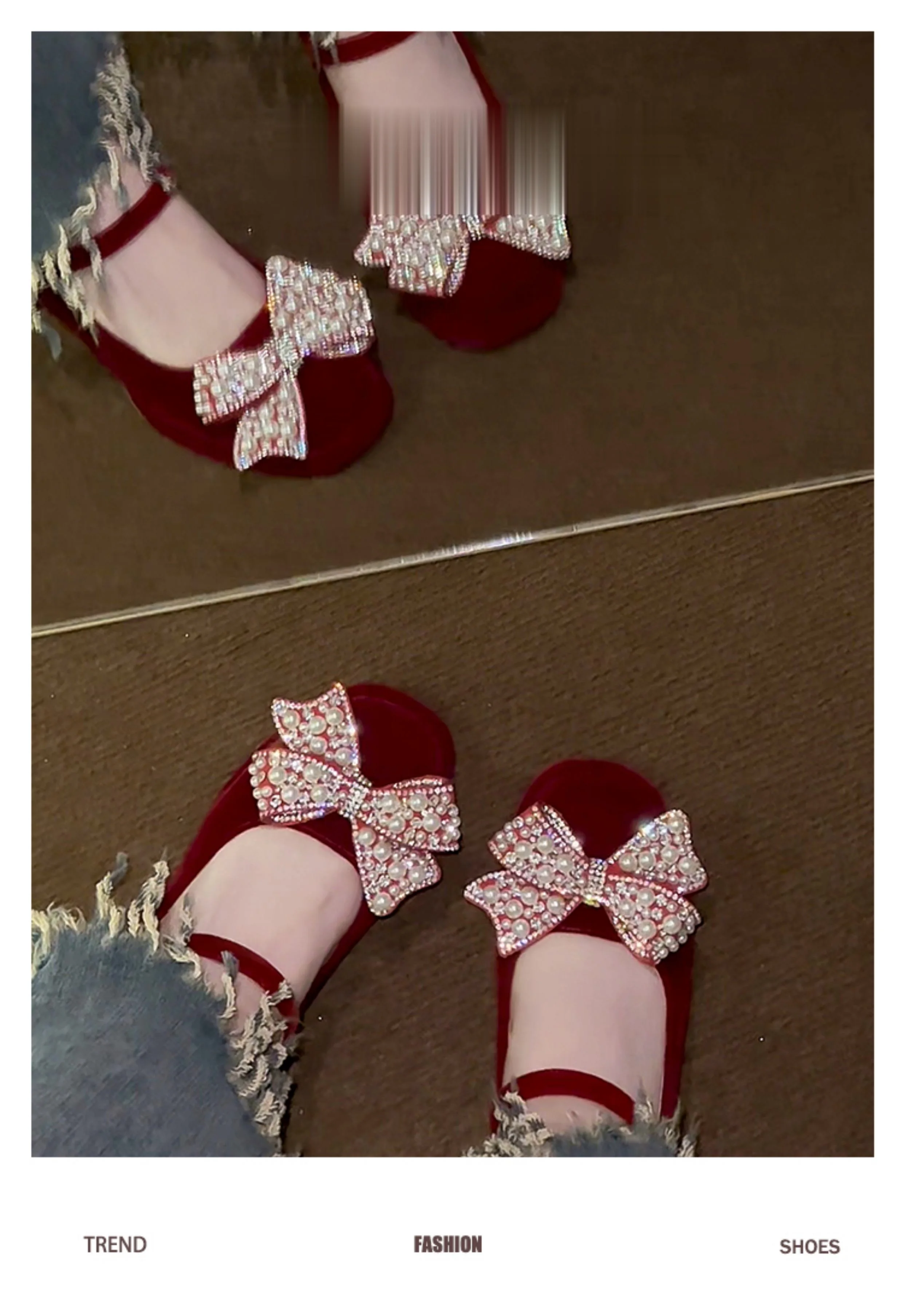 أحذية الزفاف الحمراء كعب مكتنز مزاجه الراقية غير متعب أقدام القوس ماري جين العروس عالية الكعب النساء #6