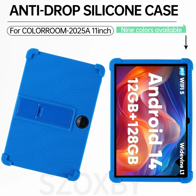 

For COLORROOM-2025 Upgraded Android 14 Tablet 11inch Case Shockproof Cover COLORROOM C5 Soft Silicon Stand Protective Shell