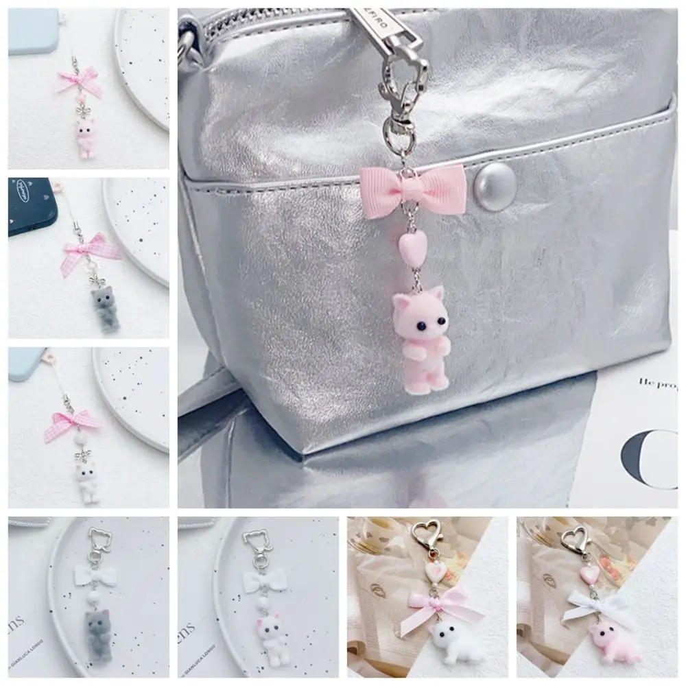 Flocking Flocking Cat Phone Lanyard Anti Lost Phone Strap 3D Kitten Mobile Phone Chain Korean Keychain Cat Cell Phone Charm