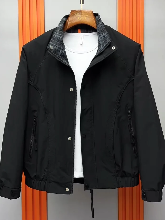 

New Men's Spring Autumn Stand Collar Jacket Casual Fashionable Versatile High-End Feeling Handsome Style Standard Fit Busines...
