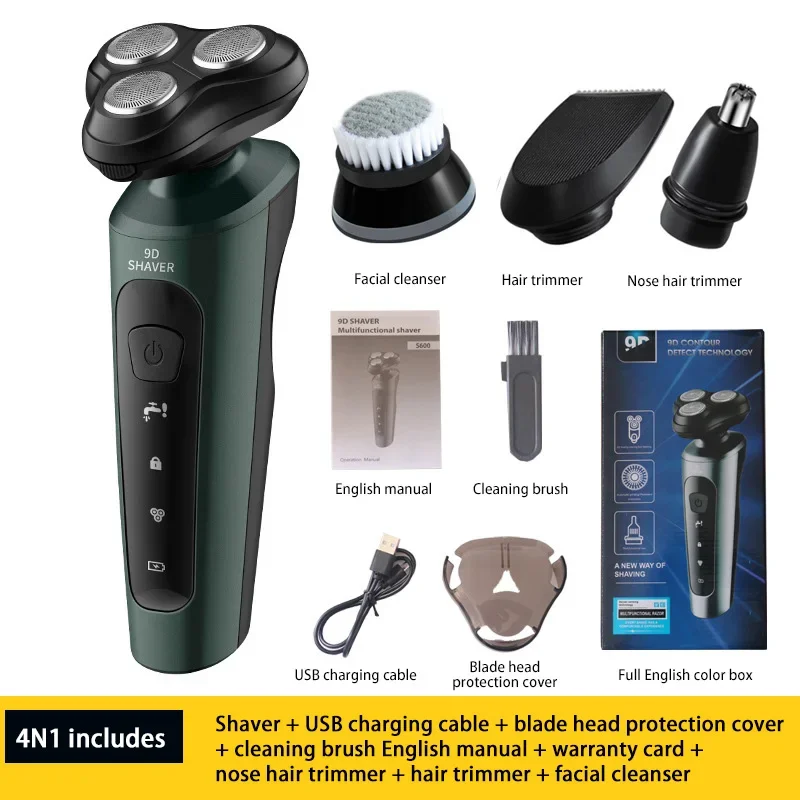 Xiaomi MIJIA 4in1 Electric Shavers Men Waterproof Wet Dry USB Electric Trimmer Razor Rechargeable Battery Rotary Shavers Machine