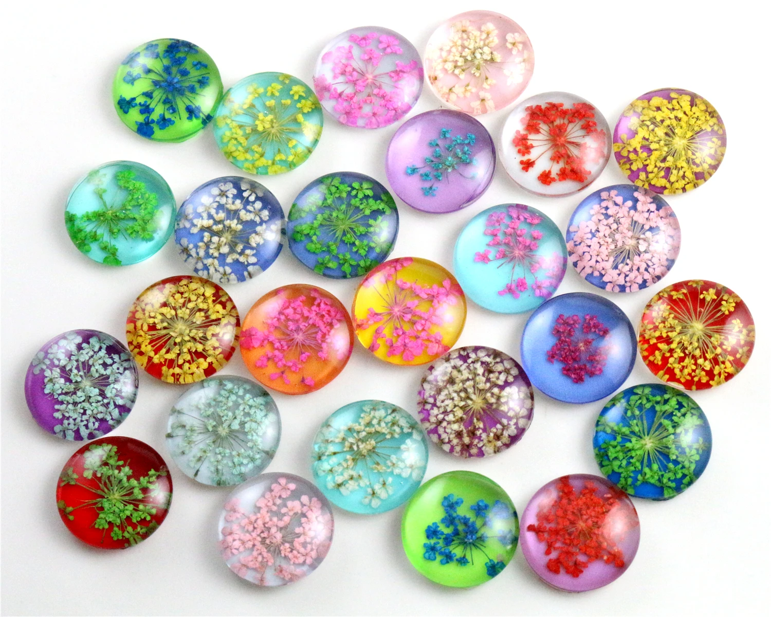 18mm 20mm Natural Dried Flowers Handmade Glass Cabochons Fit 18 20 25mm Earring Hooks Breacelet Cameo Setting Pendant