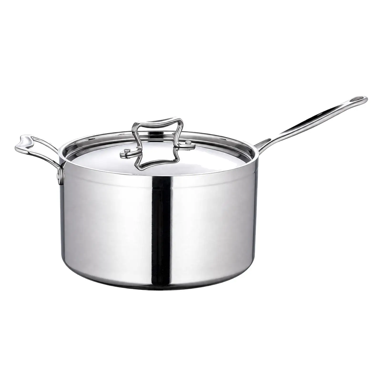 304 Stainless Steel Cooking Pot Deep Cylindrical Saucepan with Cover for Kitchen Stove Preparation of Sauces and Soups