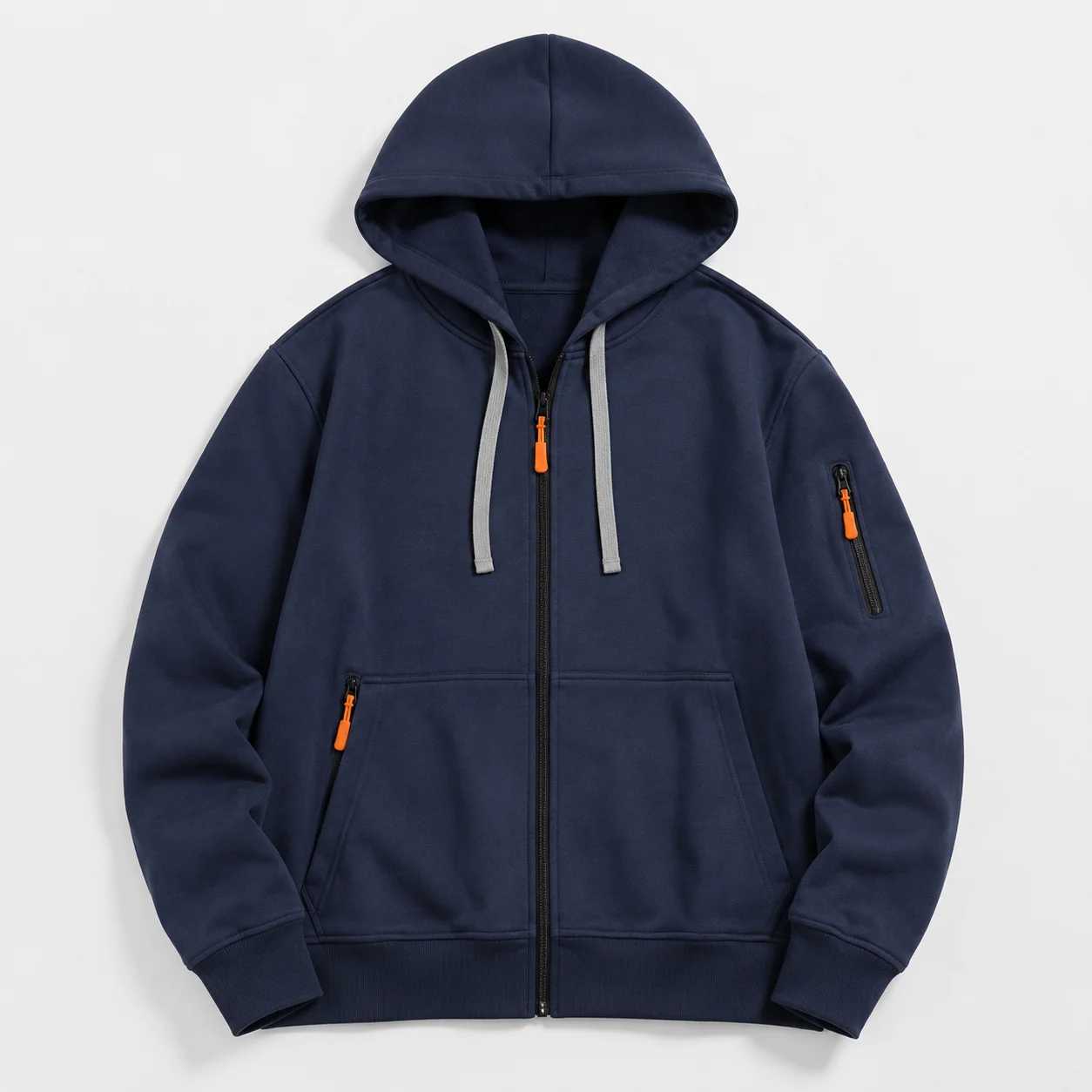 2026 Men's Full Zip Hooded Sweatshirt Autumn Winter Light Fleece Multi Pocket Slim Fit Casual Sports Street Jacket Top Coat