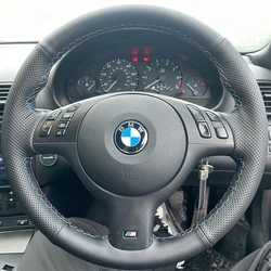 For BMW 330i 540i 525i 530i 330Ci BMW E46 M3 E39 Braid Car Steering Wheel Cover Microfiber Leather Car Accessories