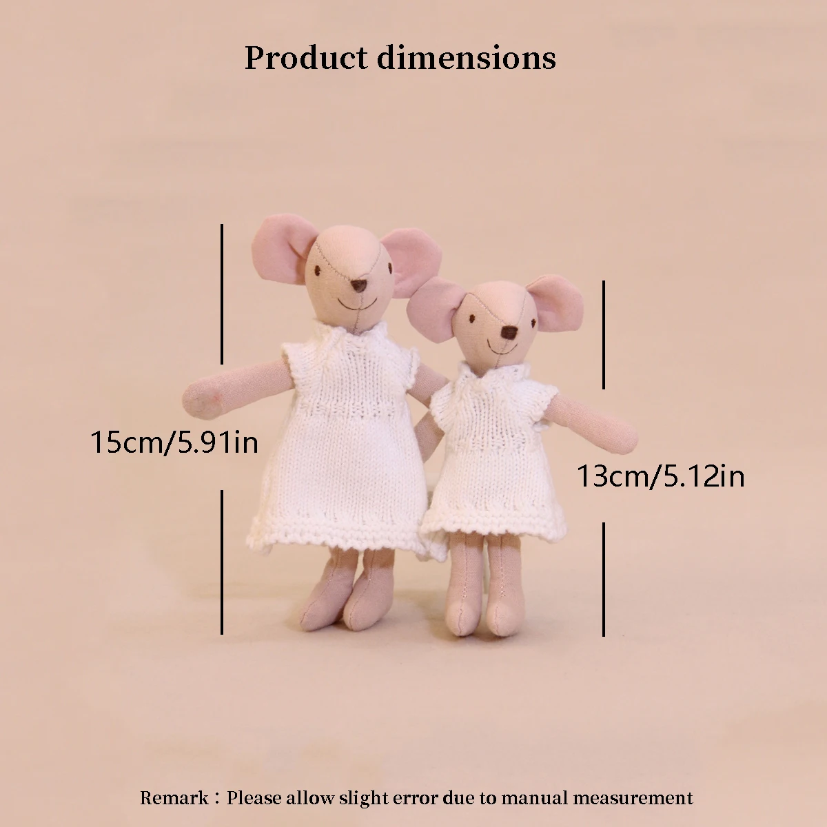Poupée de jeu de simulation H-13/15Cm avec tenues interchangeables, tenue parent-enfant souris avec robe pull blanche, adaptée à la maison de poupée Bjd Maileg, adaptée au cadeau de fête des enfants, cadeau d'anniversaire