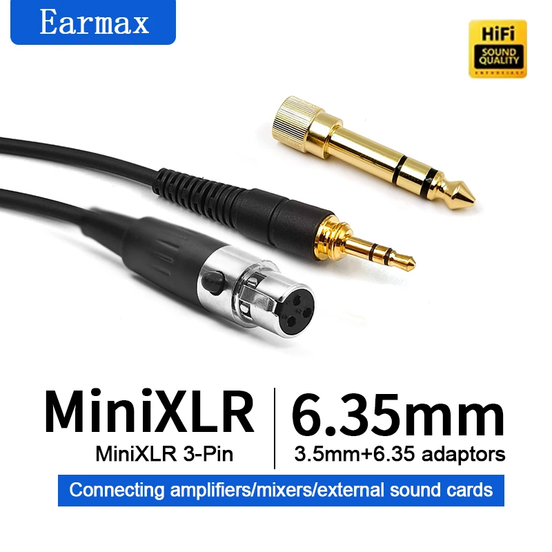 For Q701 K240S K371 K701 K712PRO DT1990PRO DT1770PRO Headphone Replaceable 6.35/3.5mm to Mini XLR 3-Pin Headphone Spring Cable