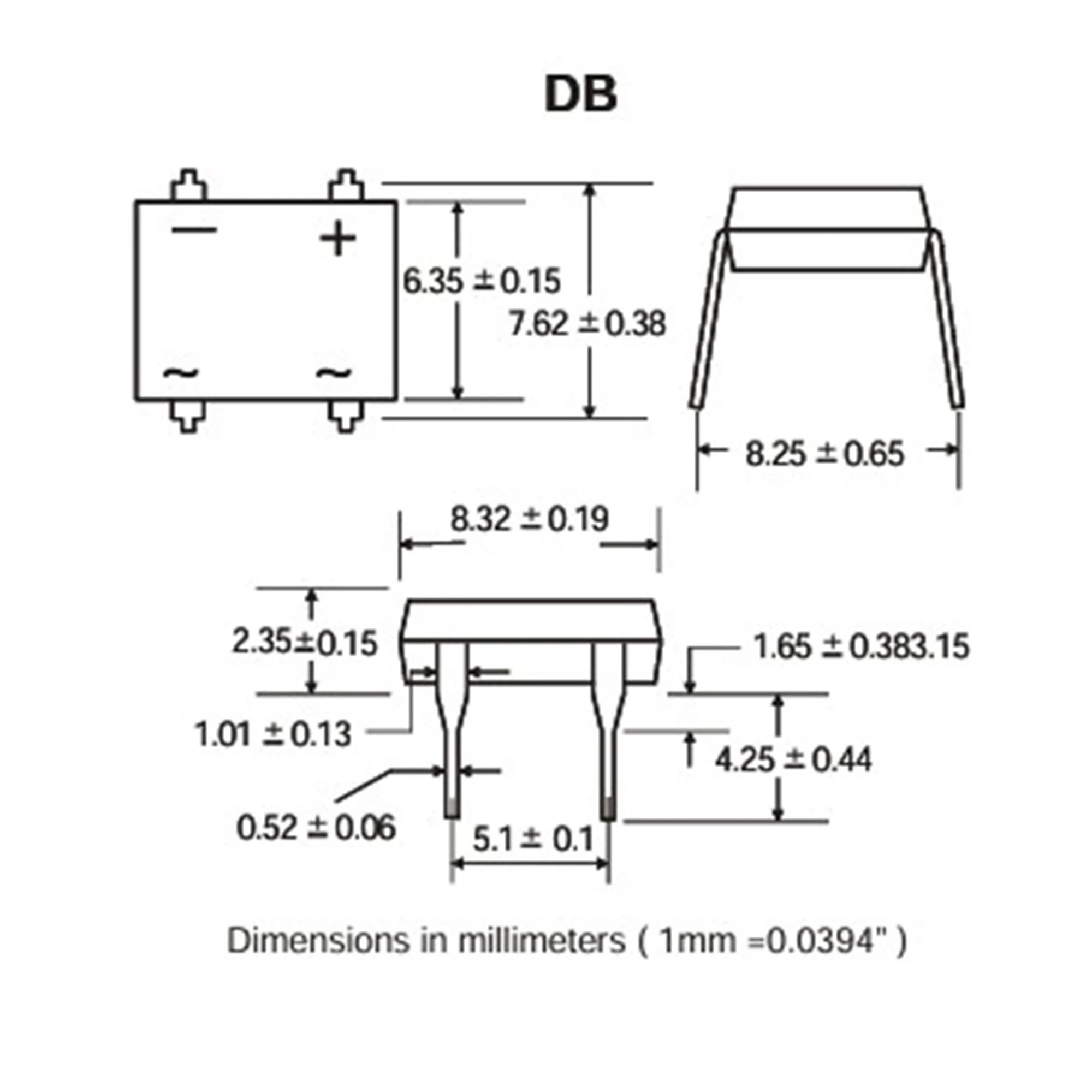 20 PCS DB107 50mil Plug in Bridge Retificador 1A 1000 V DB-4 Brand New ASEMI Para LED Driver