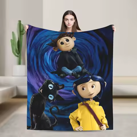 Coralines Blanket Quality Warm Soft Horror Cartoon Throw Blanket Winter Girls Boys Living Room Funny Bedspread