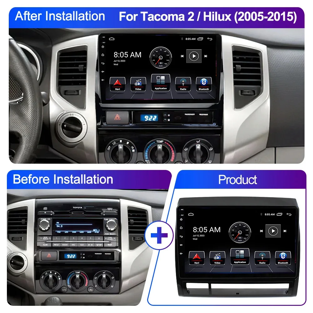 2K QLED 12 + 128GB لتويوتا تاكوما 2 هايلكس 2005-2015 Carplay ستيريو راديو السيارة الوسائط المتعددة مشغل فيديو أندرويد راديو تلقائي GPS BT