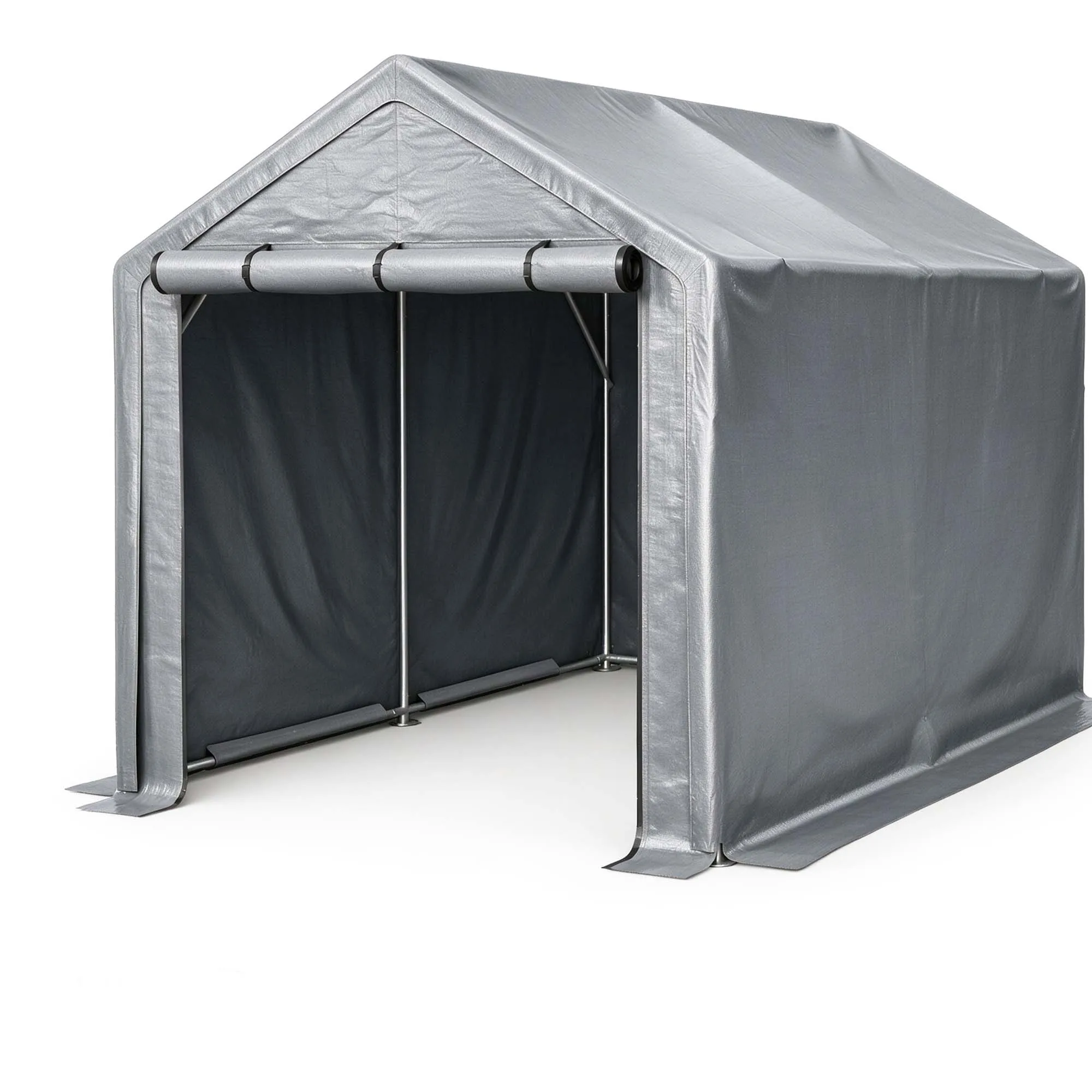 190×296×200cm Wasserdichter Carport, Outdoor-Lagerschuppen, UV-beständiges Outdoor-Lagerdach mit aufrollbaren Reißverschlusstüren, robustem verzinktem Metallrahmen, UV-beständigem und wasserdichtem