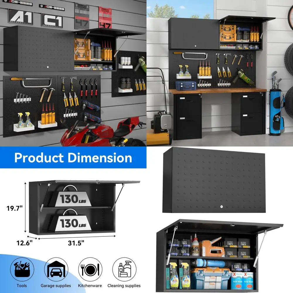 

20 H x 32 W Lockable Wall-Mounted Tool Cabinet for Garage, Workshop - Adjustable Shelves, 13 Deep, Assembly Needed