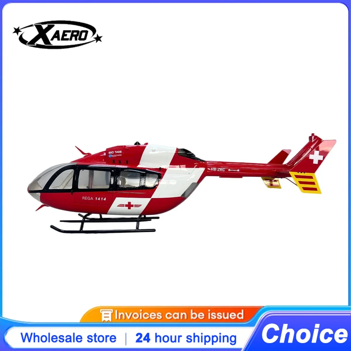 ROBAN 600 Size EC-145 Red White Scale Helicopter Fuselage Fiberglass Body Shell for 600 Size Helicopters