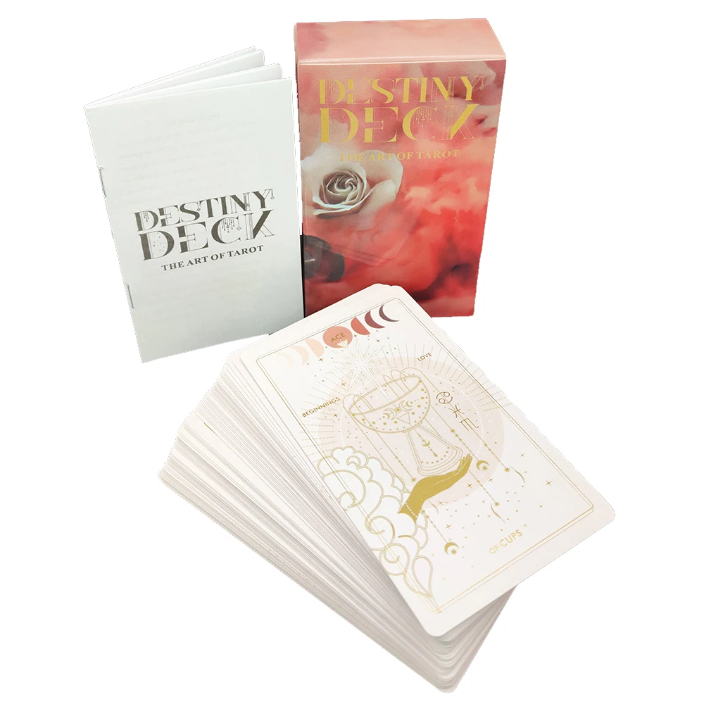12CMx7CM Destiny Divination Tarot Cards Deck for Beginners with Gold Embossing for Women with Paper Guidebook English