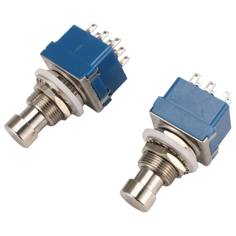 2 pezzi interruttori per effetti per chitarra 9 pin 3Pdt scatola per effetti per chitarra Stomp foot interruttore in metallo True Bypass blu