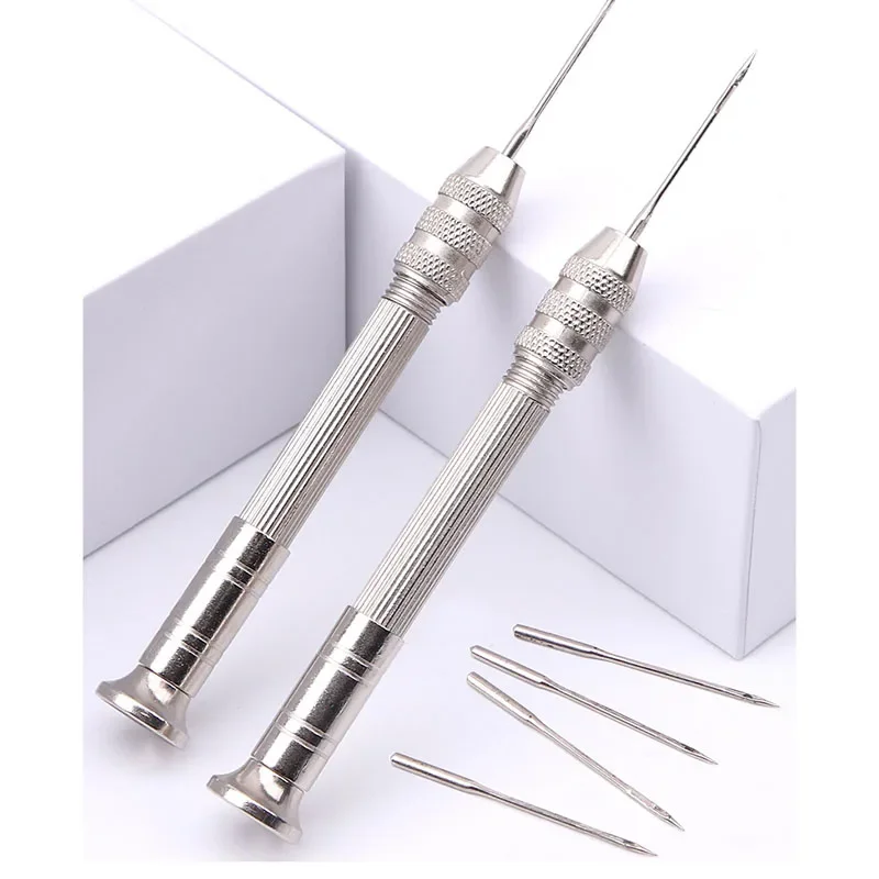 5pcs Leather Sewing Awl Set Shoes Repair Tool Replaceable Multifunctional Kit Punch Stitching Needles DIY Sewing Leathercraft