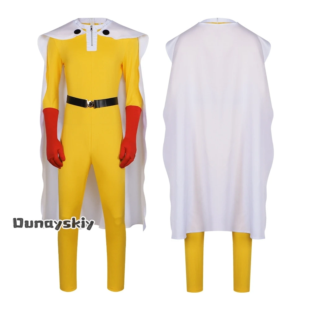 Saitama MAN Cosplay Jumpsuit Costume {Amanda Cos}White Cape Red Boots Full Set Accessory Anime Halloween Saitama Tightfitting view 2