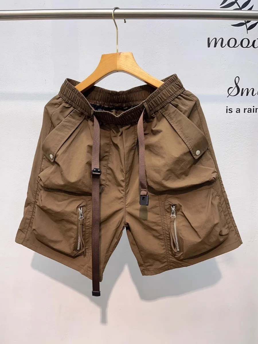 

Мужские летние брюки свободного кроя, тонкие, в стиле рабочей одежды, с большими карманами, на молнии, стандартной длины, модные, от известного бренда