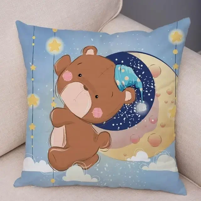 

Cute cartoon giraffe fox reindeer pillow cover nordic children's room decoration sofa home animal cushion cover