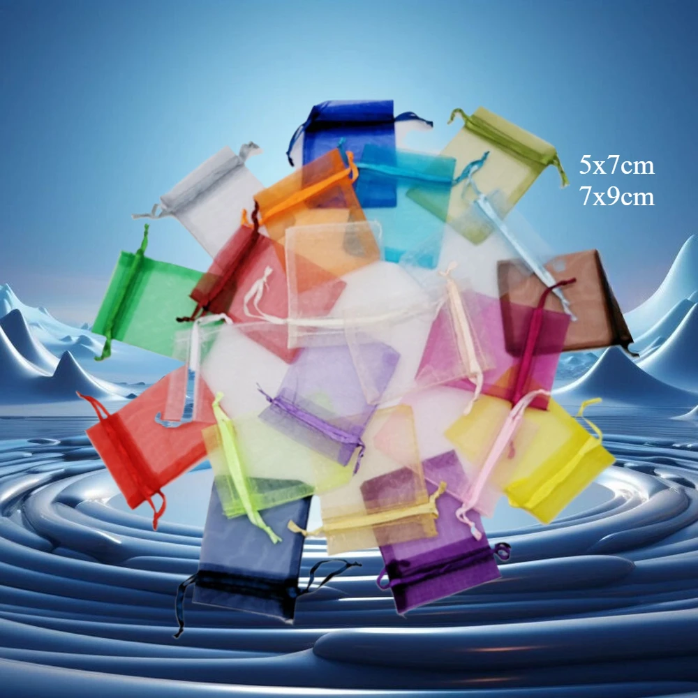 

500pcs 5x7/7x9cm Custom Organza Drawstring Bags Gift Sachet Pouches Packaging Wedding Party Favors Storage Christmas Wholesale