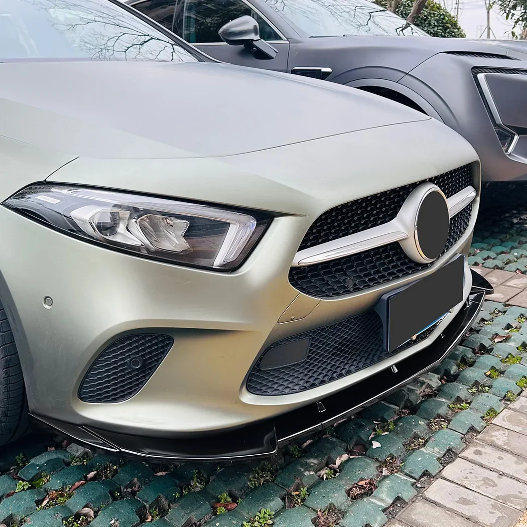 Front Bumper Lip Splitter Diffuser Body Kits Spoiler Guard Protector For Mercedes Benz A Class W177 V177 2018-2022 Pre-facelift