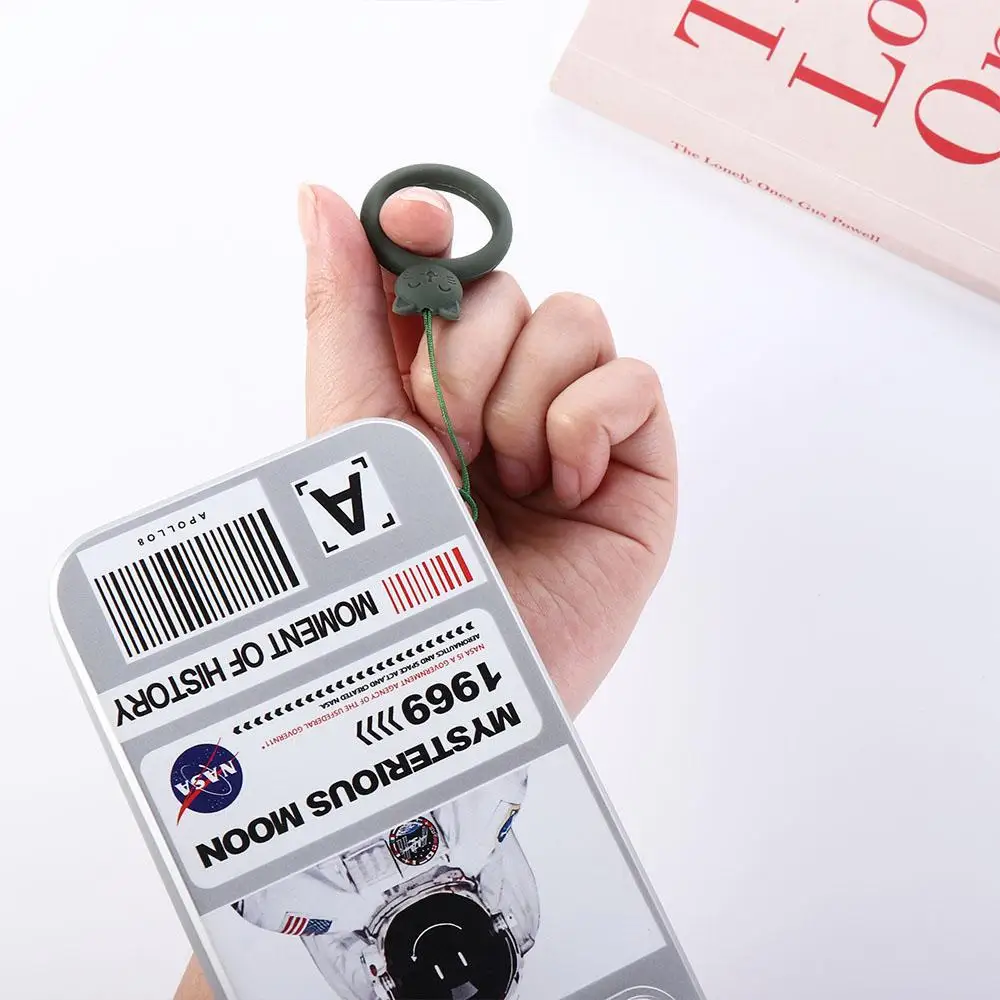 Kreskówkowy Kot Zawieszka do Telefonu Pierścień na Palec Smycz Silikonowa Antyzgubowa Silikonowy Pierścień Zawieszka Miękki Wielokolorowy Dysk U do Zawieszenia