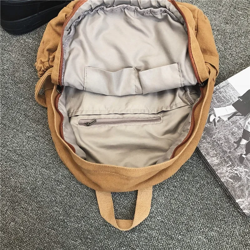 Fashion Solid Color Backpack Women Canvas School Bags For Teenage Girls Casual Travel Backpack Female Student School Backpack