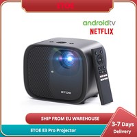 ETOE E3 Pro Projector with Android TV, 600 ANSI, Native 1080P, 4K Decoding, Keystone Correction, Dual Band WiFi and 20W Audio